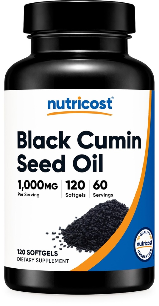 Nutricost Black Seed Oil (Cumin) - Ψυχρό πιεσμένο, Πηγή Ωμέγα 3 6 9-120 Softgels, 1000mg ανά υπηρεσία, 60 εξυπηρετούν - μη ΓΤΟ και χωρίς γλουτένη