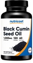 Nutricost Black Seed Oil (Cumin) - Ψυχρό πιεσμένο, Πηγή Ωμέγα 3 6 9-120 Softgels, 1000mg ανά υπηρεσία, 60 εξυπηρετούν - μη ΓΤΟ και χωρίς γλουτένη