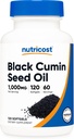 Nutricost Black Seed Oil (Cumin) - Ψυχρό πιεσμένο, Πηγή Ωμέγα 3 6 9-120 Softgels, 1000mg ανά υπηρεσία, 60 εξυπηρετούν - μη ΓΤΟ και χωρίς γλουτένη