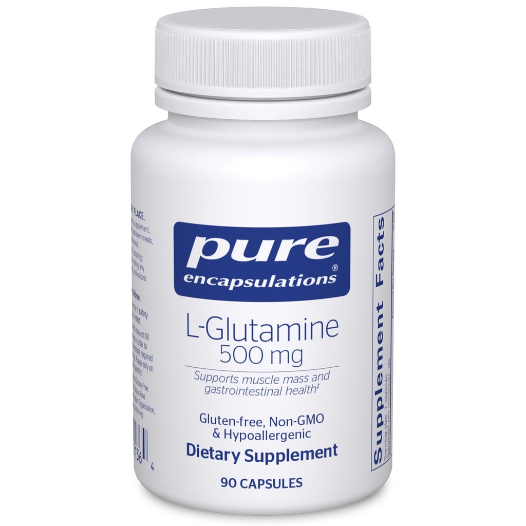Pure Encapsulations L-Glutamine 500 mg - Συμπλήρωμα για την υποστήριξη του ανοσοποιητικού και του πεπτικού συστήματος, την υγεία των ούλων και την επένδυση, τον μεταβολισμό και την υποστήριξη των μυών * - με L- Glutamine Free- Form - 90 κάψουλες