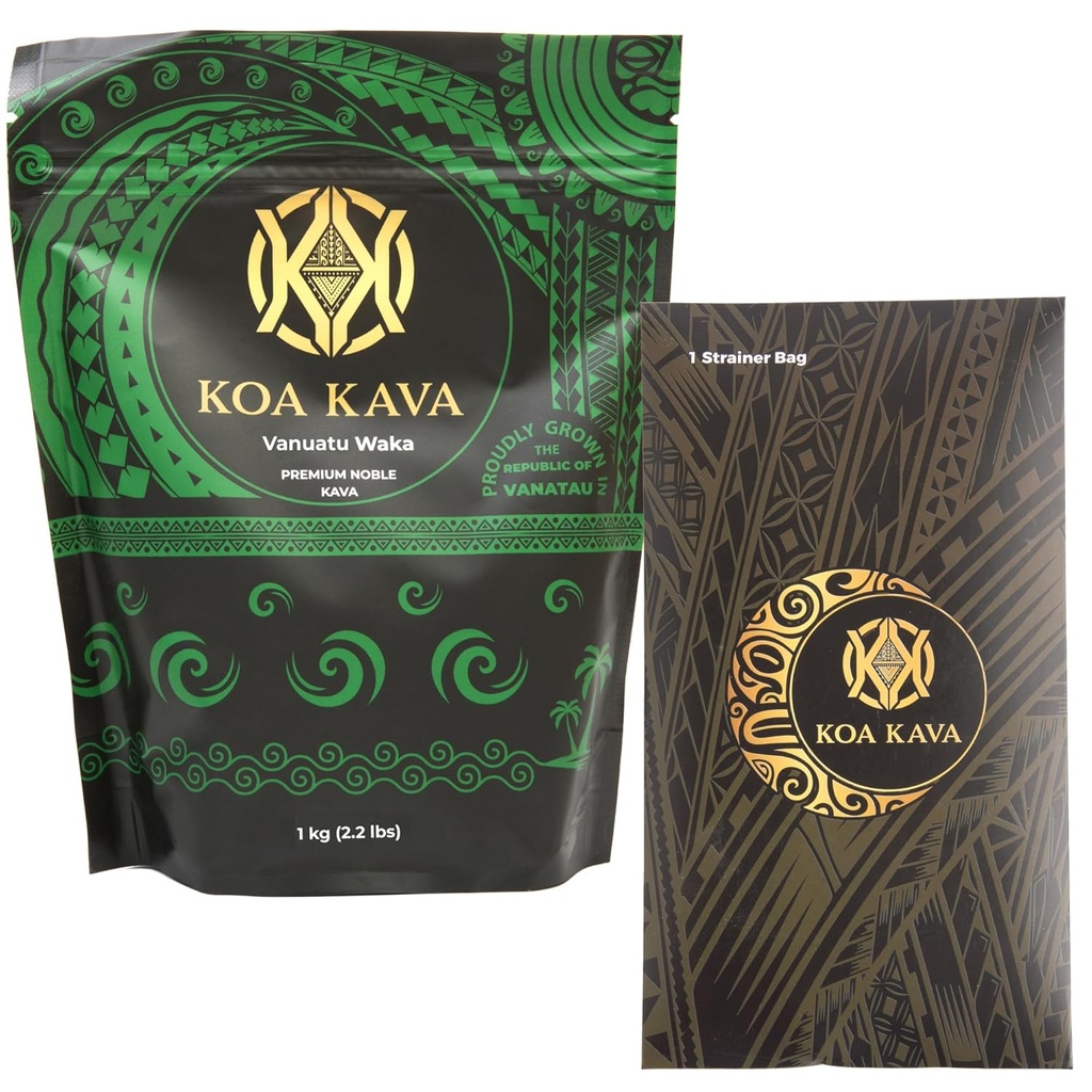 1 Kilo (2.2 Pounds) Vanuatu Waka Kava with a Drawstring Strainer