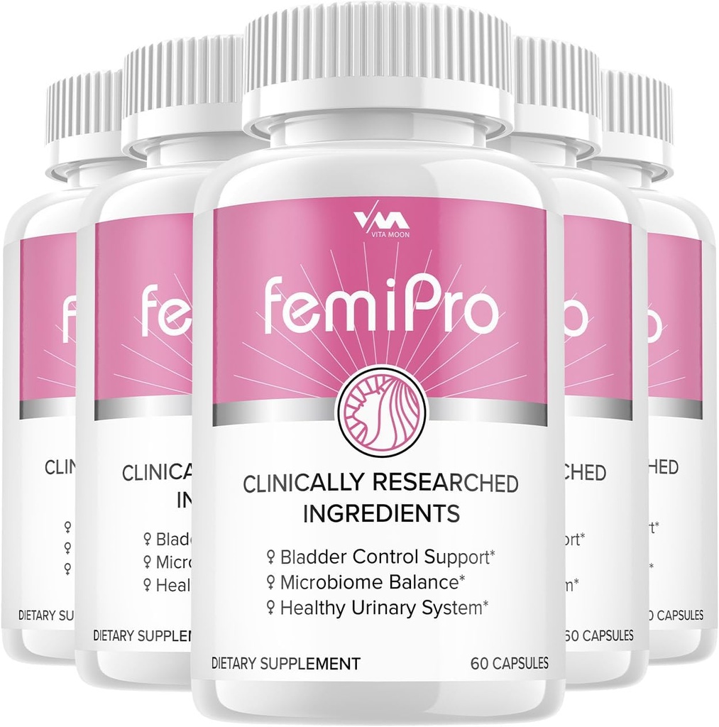 (5 Pack) Femi Pro Probiotics - FemiPro Advanced Formula Bladder Control Support, Microbiome Balance, Healthy Urinary System, 300 Κάψουλες