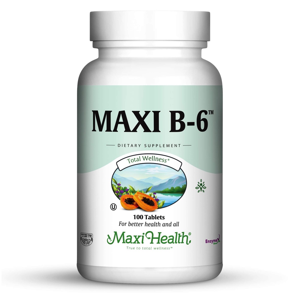 Maxi Health B-6 - Βιταμίνη B6-100 mg Καρδιαγγειακή Υγεία - 100 δισκία - Kosher (100 Count, Pack of 2)