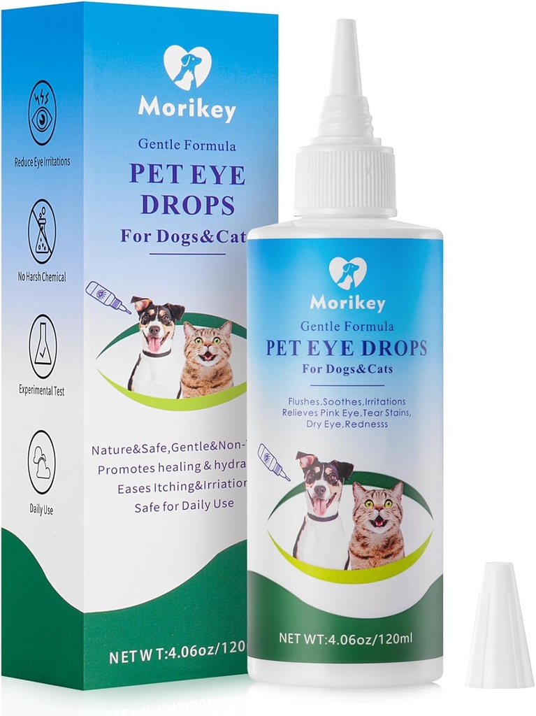 Pet Eye Drops,Gentle&Safe Dog Eye Drop for Inlection,Relive Eyes Itsing & Irritation,Regove Tear Stains,Safe for All Animals, 4.06oz,120ml