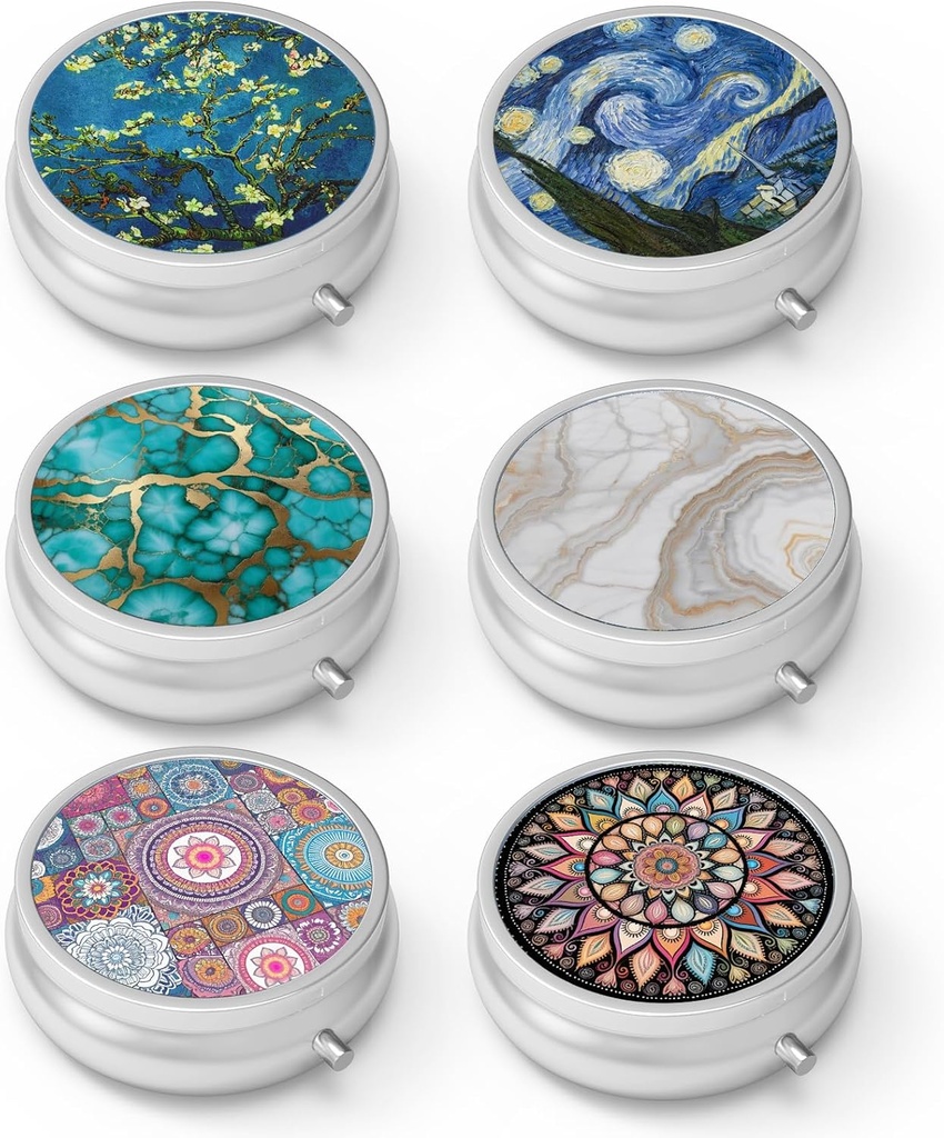 Κουτί χαπιών 3 Διαμέρισμα μικρή θήκη χαπιών, Πόρτο για Pocket ή Purse Pill διοργανωτής χαπιών κάτοχος για να κρατήσει βιταμίνες, φαρμακευτική αγωγή, ιχθυέλαιο και συμπληρώματα (6PCS)