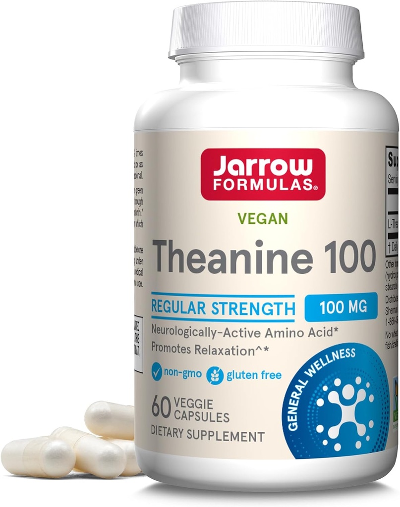 Jarow Formulas® Κανονική δύναμη Theanine 100 mg, Συμπλήρωμα διατροφής, 60 κάψουλες, 60 ημέρες προσφοράς
