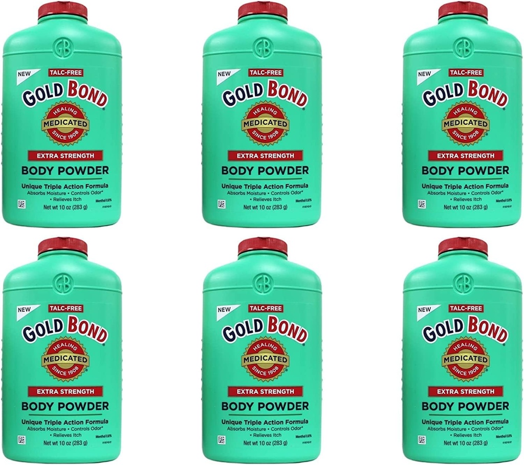 Gold Bond Σώμα Σκόνη Φάρμακα επιπλέον δύναμη - 10 oz, πακέτο των 6, Talc-ελεύθερο