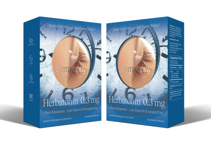 Herbatonin® 0. 3 mg – Το πρώτο φυτικό συμπλήρωμα μελατονίνης (Phyto-Μελατονίνη) - Χαμηλή Δόση Βοηθητικό για τον Ύπνο, Υποστηρίζει Circadian Rhythm & Cellular Health – 180 κάψουλες (180 Day Supply)