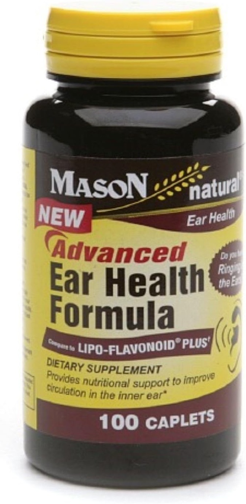 Mason Natural Advance Ear Health Formula Bioflavonoids Plus 100 Caplets ανά συσκευασία φιάλης των 3 Σύνολο 300 Caplets