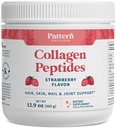 Pattern Wellness Collagen Peptides Peptides Powder (Type I & III) - Μαλλιά, νύχια, δέρμα & κοινή υποστήριξη - Grass Fed & Pasture-Raised - Hydrolyzed, Non-GMO, Dairy Free, & Keto-Friendly - Φράουλα (13 Oz)