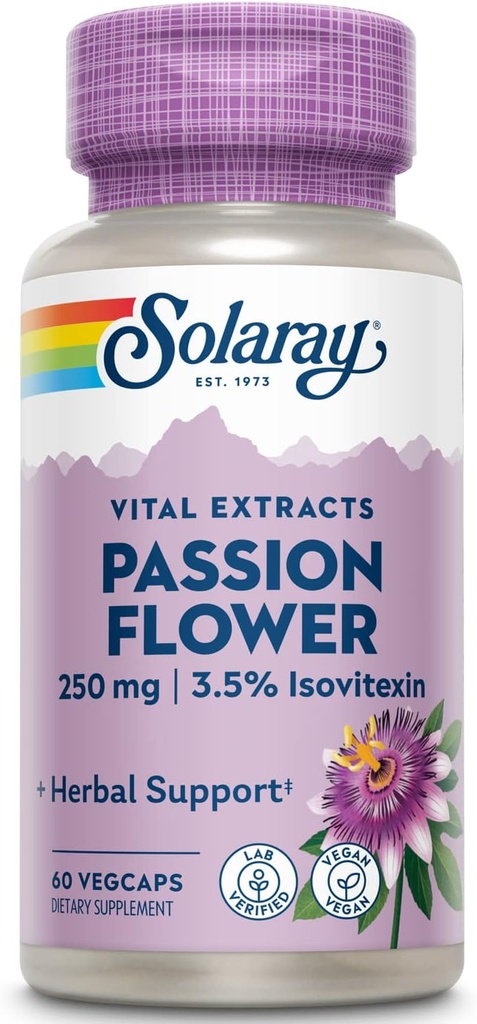 Συμπλήρωμα του Solaray Passion Flower Extract, 250 mg 