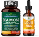 SANDHUHERBALS Sandhu Herbals Sea Moss 60 Capsules & Liquid Zinc Ionic Drops Supplement 4 fl oz | Supplement for Men & Women| Made in USA