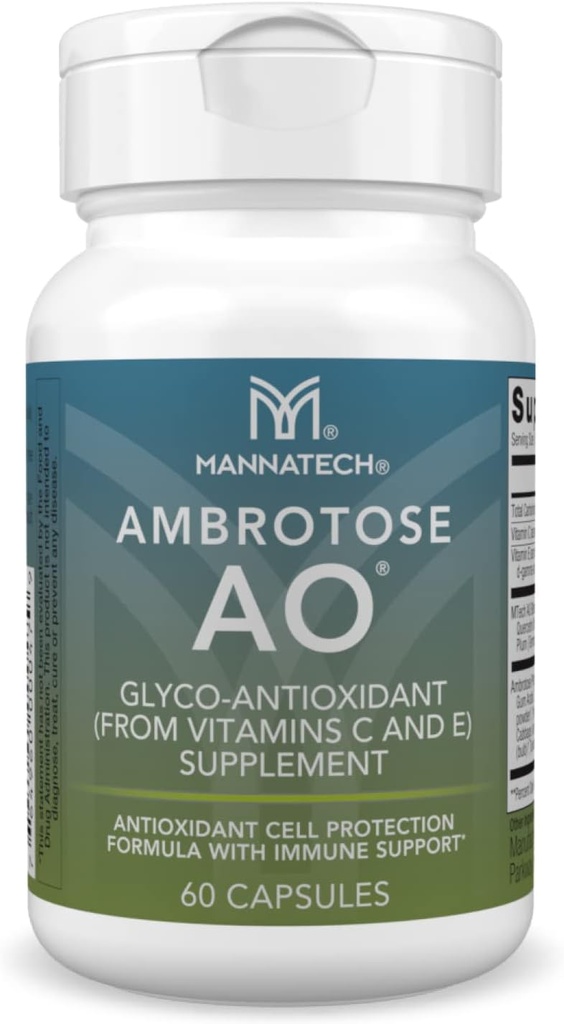 Mannatech Ambrotose AO 60 Κάψουλες Φορτωμένες w/ Βιταμίνη C και Βιταμίνη Ε. Βοηθά το Σώμα κατά των Ελεύθερων Ριζοσπαστών. Χωρίς γλουτένη, χωρίς γαλακτοκομικά και χορτοφαγικά συμπληρώματα υποστήριξης