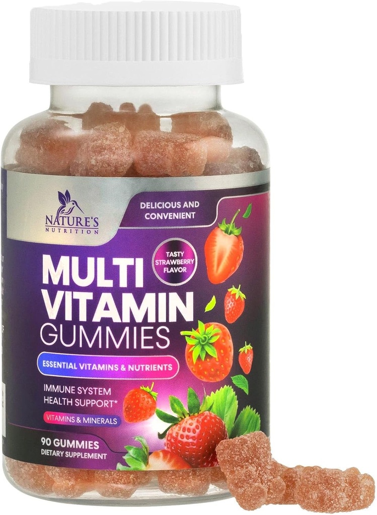 Πολυβιταμίνες Gummies για ενήλικες, Daily Gummy Βιταμίνες & Ορυκτά με Βιταμίνες Α, C, D, B12 για γυναίκες & άνδρες, Ανοσοποιητική Υποστήριξη Gummy Multivitamins συμπλήρωμα, Ενηλίκων Multi VIT Βιταμίνη - 90 Gummies