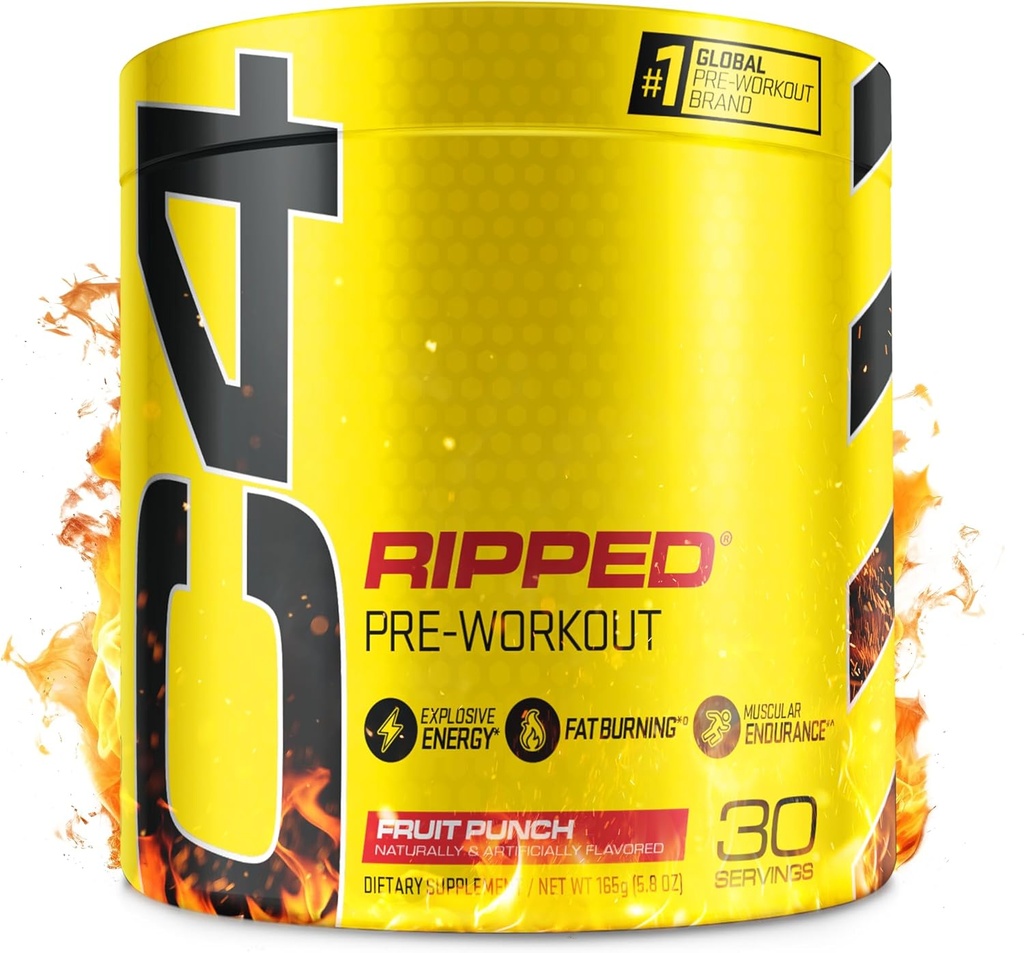 Cellucor C4 Rippped Preworkout Punch Φρούτων Σκόνης - Createine Free + Sugar Free Preworkout Συμπλήρωμα Ενέργειας για άνδρες και γυναίκες - 150mg καφεΐνη + Beta Alanine + απώλεια βάρους - 30