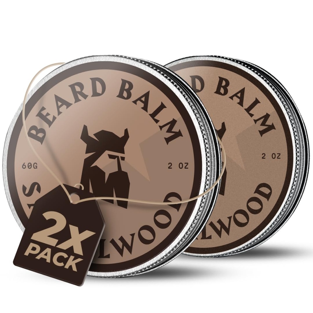 Striking Viking Beard Balm for Men - Leave in Beard Conditioner - Μπάλα Styling Made with Naturally derived Beard Butter, Argan & Jojoba Ounce (4 Ounce (Pack of 2), Sandalwood)