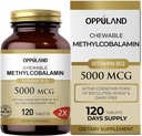 Methyl B-12 5000mcg Μασώμενο με φολικό - Βιταμίνη B12 Methylcobalamin Υπογλώσσια Δισκία - Υποστηρίζει την Ενέργεια & τη λειτουργία του εγκεφάλου - Συμπλήρωμα Vegan - Πορτοκαλί Γεύση - 120 κόμης