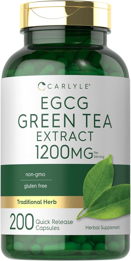 Carlyle EGCG Green Tea Extract Supplement | 1200mg | 200 Capsules | Non-GMO and Gluten Free