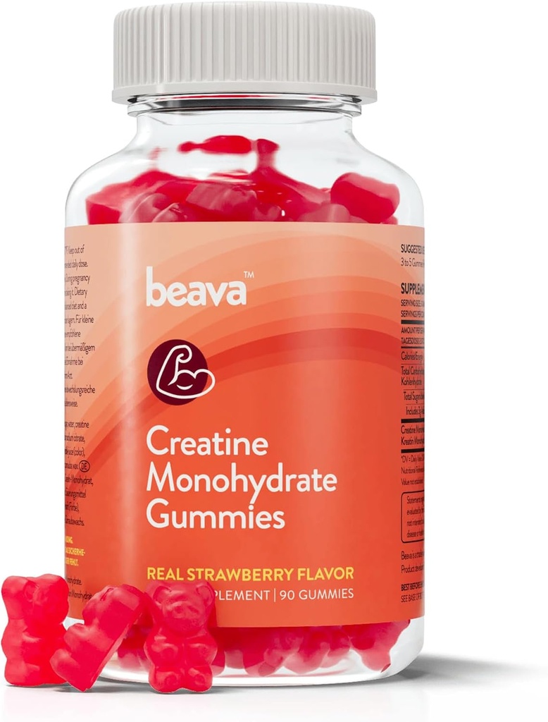 Creatine Monohydrate Gummies - 30 Μερίδες - Vegan Creatine Chews για την ανάπτυξη των μυών, την αποκατάσταση των μυών, την αποκατάσταση προπόνησης, την αναερόβια αντοχή - Δεν φάση φόρτωσης - Δεν Blating - Φράουλα - χαμηλή ζάχαρη