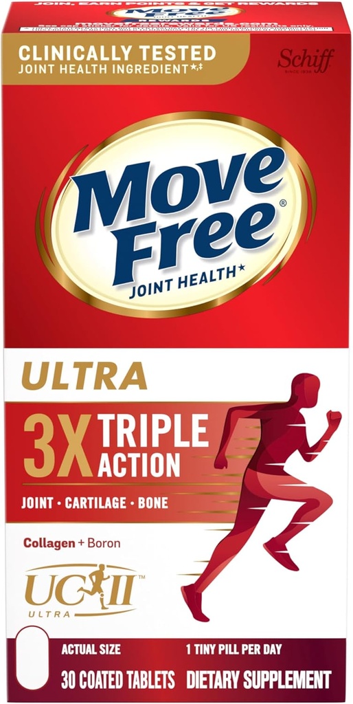 Μετακίνηση δωρεάν Ultra Triple Action Joint Supplement Υποστήριξης - Τύπος II Collagen Boron & Hyaluronic Acid - Υποστηρίζει κοινή άνεση, Cartiliage & Bones σε 1 Tiny Pill ανά ημέρα, 30 δισκία (30 μερίδες)*