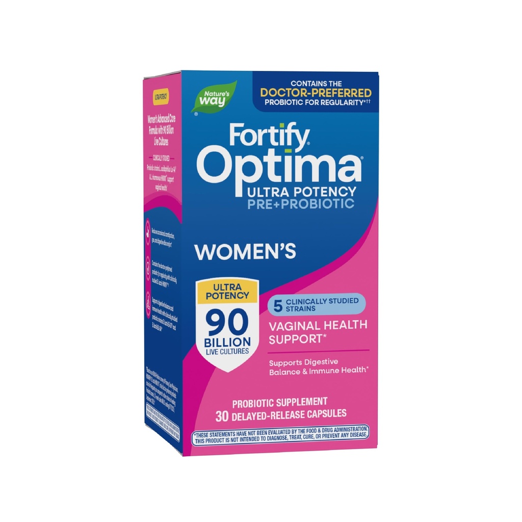 Nature's Way Fortify Optima Probiotic for Women, Ultra Potency Probiotic for Vaginal Health*, 90 Billion Live Cultures, Supports Digestive Balance and Immune Health*, 30 Κάψουλες (Packing May Vary)