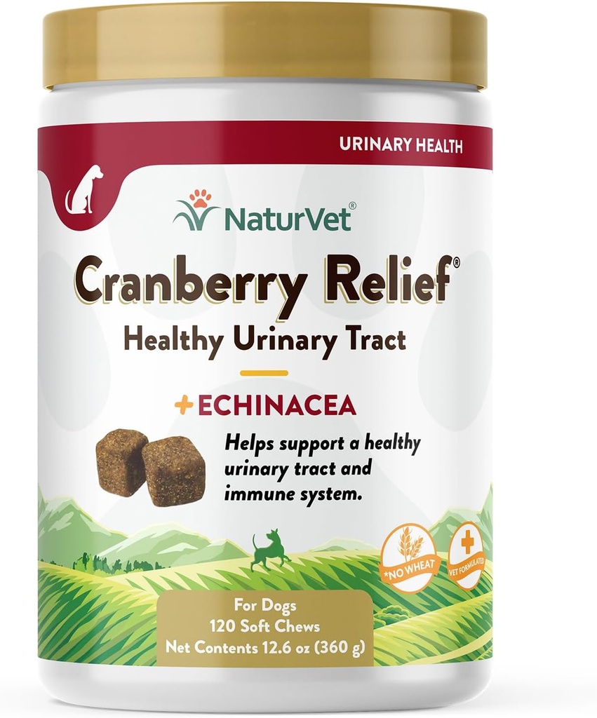 NaturVet – Cranberry Relief Plus Echinacea – Βοηθά στην υποστήριξη ενός υγιούς ουροποιητικού & ανοσοποιητικού συστήματος – 120 μαλακά μάσημα