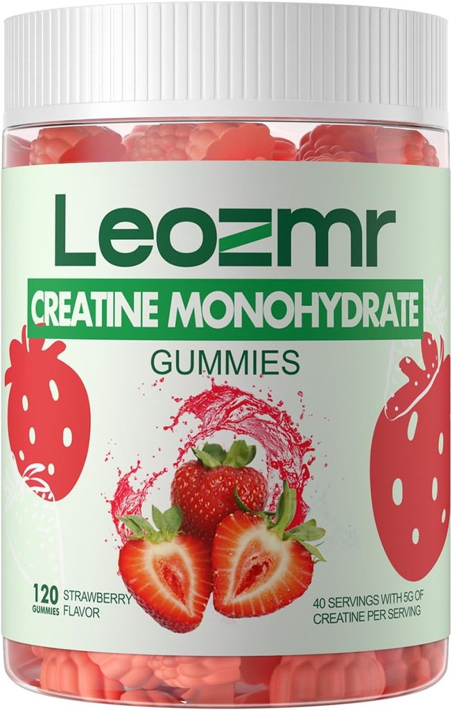 Creatine Monohydrate Gummies 5000mg για άνδρες και γυναίκες, Chewables Creatine Monohydrate Supplement (120 Count)- Φράουλα 120 Gummies