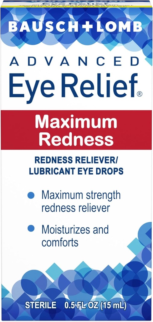 Bausch & Lomb Advanced Eye Relief Maximum Redness Lubricant Eye Drops from 0.5 Fl Oz (15 mL) - Συσκευασία των 5