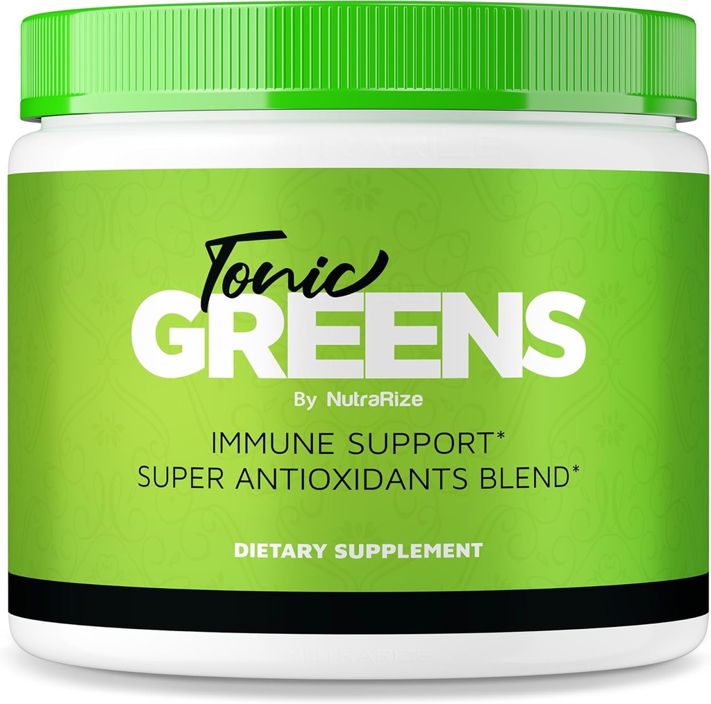 NutraRize Tonic Greens, All-Φυσικό συμπλήρωμα σε ένα βάζο για την υποστήριξη του ανοσοποιητικού, Νοστιμότατος τρόπος για να αποτοξινωθεί το σώμα, τονωτικό πράσινη σκόνη για την υγεία και την ευεξία Κριτικές (30 εξυπηρετούν)