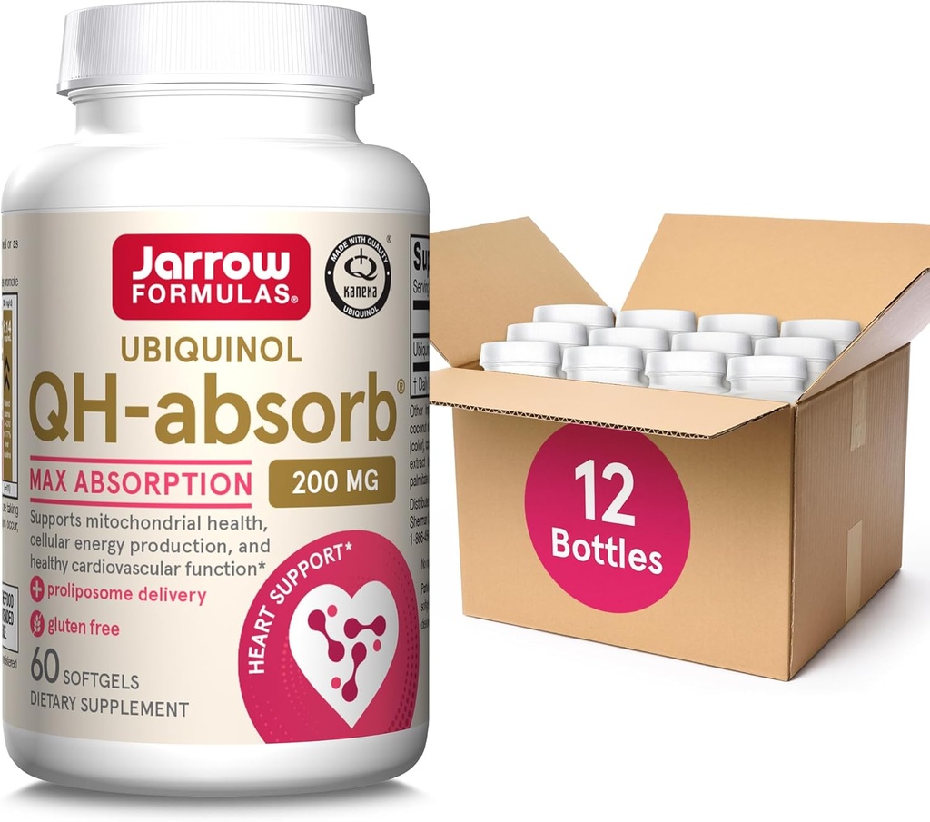Jarrow Formulas QH-Absorb, 200 mg, Ubiquinol Συμπλήρωμα διατροφής για την υγιή καρδιοαγγειακή λειτουργία, 60 Softgels, 60 ημέρες προσφοράς (ΠΑΚΙ OF12)