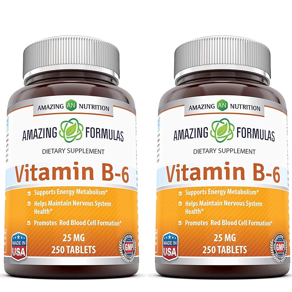 Amazing Formulas Vitamin B6 Pyridoxine 25mg 250 Tablets Supplement 