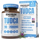 2000mg Advanced TUDCA Supplement - Max Απορρόφηση TUDCA Bile Salts με 4:1 Γαϊδουράγκαθο γάλακτος και προβιοτικά - Υποστηρίζει το ήπαρ Detox & Cleanse, Gallbladder, Gut & Kidney Health - 90 Vegan Κάψουλες