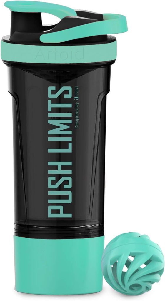 Artoid Mode 24 Ounce μπουκάλι αναδευτήρα πρωτεϊνών, διπλή τεχνολογία ανάμειξης, BPA δωρεάν, Aqua Green / Μαύρο