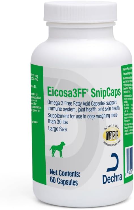 Eicosa3FF SnipCaps Omega 3 Δωρεάν κάψουλες λιπαρών οξέων για σκύλους - Μεγάλη, 60 ct