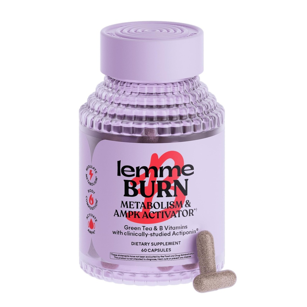 Lemme Burn - Μεταβολισμός, Belly Fat Burning + AMPK Activating Supplement for Men & Women w/Clinicly Studied Actiponin Gynostemma, Green Tea Extract, Βιταμίνες B6 & B12 - Χωρίς γλουτένη, 60 Count