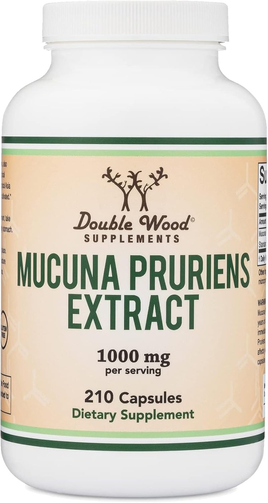 Mucuna Pruriens Extract Κάψουλες - συμπλήρωμα ενίσχυσης της ντοπαμίνης - 210 Count, 1.000mg ανά υπηρεσία, 20% (από Velvet Bean) (για υποστήριξη Mood και κίνητρο) Τρίτο μέρος δοκιμαστεί από Double Wood