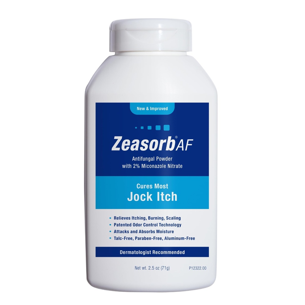 Zeasorb AF Jock Itch σκόνη, σούπερ απορροφητικό, κλιμάκωση, και καύση ανακούφιση, 2,5 Oz