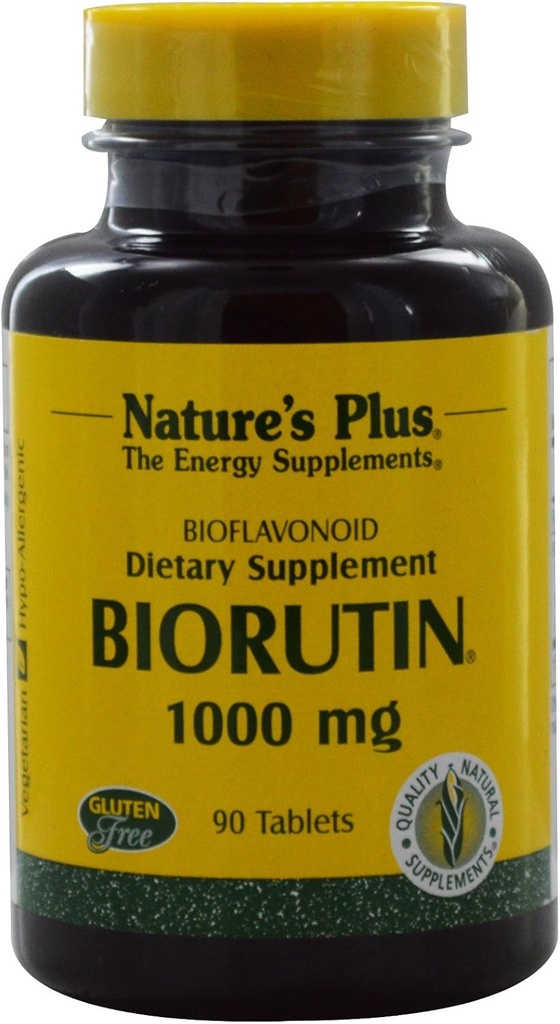 NaturesPlus Biorutin 1000 mg - 90 δισκία, συσκευασία των 2 - Bioflavinoid & Rutin Complex - Υποστηρίζει την αγγειακή λειτουργία & κυκλοφορία - χορτοφαγικά, χωρίς γλουτένη - 180 Σύνολο Υπηρεσίες