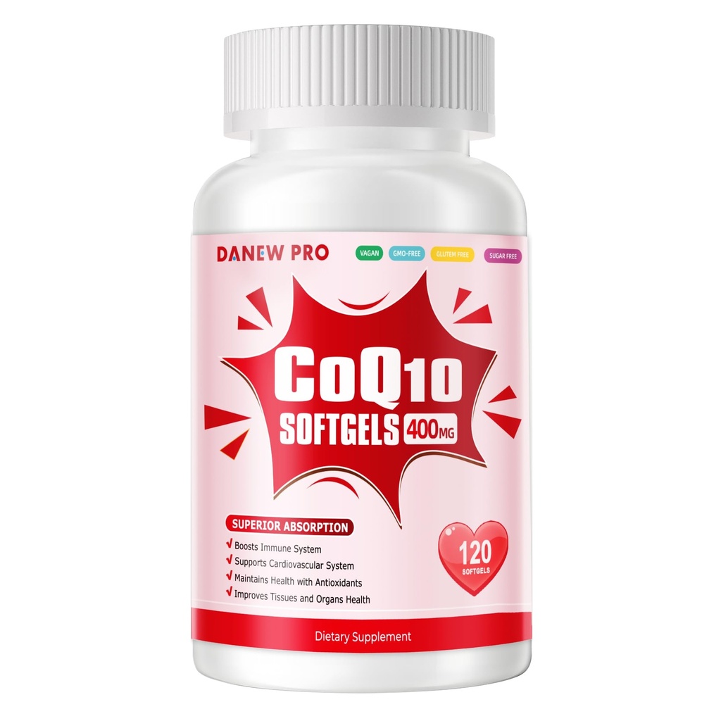 CoQ10-400mg-Softgels with PQQ, BioPerine & Omega-3, Coenzyme Q10(Ubiquinone) Supplement for High-Absorption, Powerful-Antioxidant, Support Heart & Energy-Production, 120 Servings