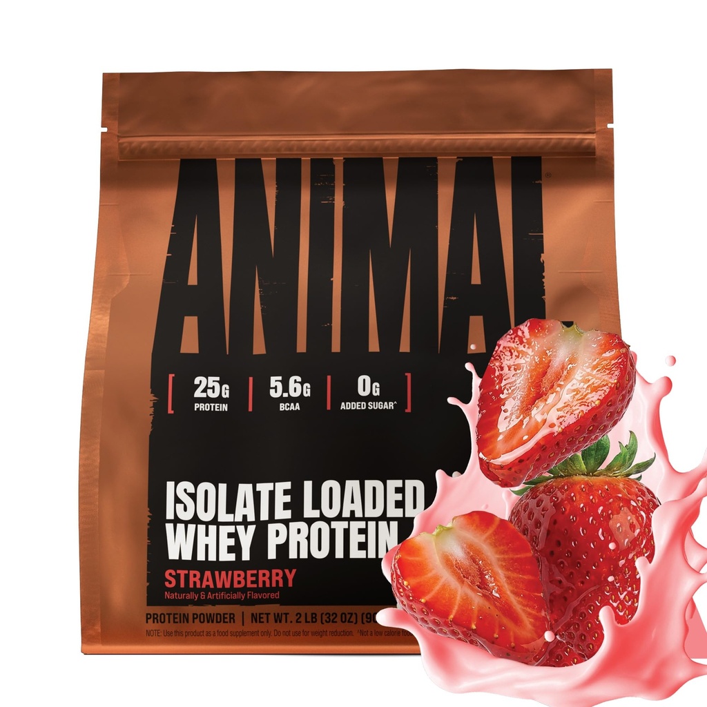 Ζώων Whey Isolate Protein Powder - Φορτωμένο για την προ & μετά την προπόνηση οικοδόμος μυών και την αποκατάσταση με Digestive Ένζυμα για άνδρες & γυναίκες - 25g πρωτεΐνη, μεγάλη γεύση, χαμηλή ζάχαρη - Φράουλα 2 lbs