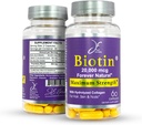 JE Natural Biotin Hair Skin and Nails Βιταμίνες, Βιταμίνη C, Βιοτίνη και Collagen Συμπληρώματα που κάνουν τα μαλλιά να μεγαλώνουν γρηγορότερα και μακρύτερα, για όλες τις ηλικίες, 60 κάψουλες της Biotin 20000mcg μέγιστη δύναμη.