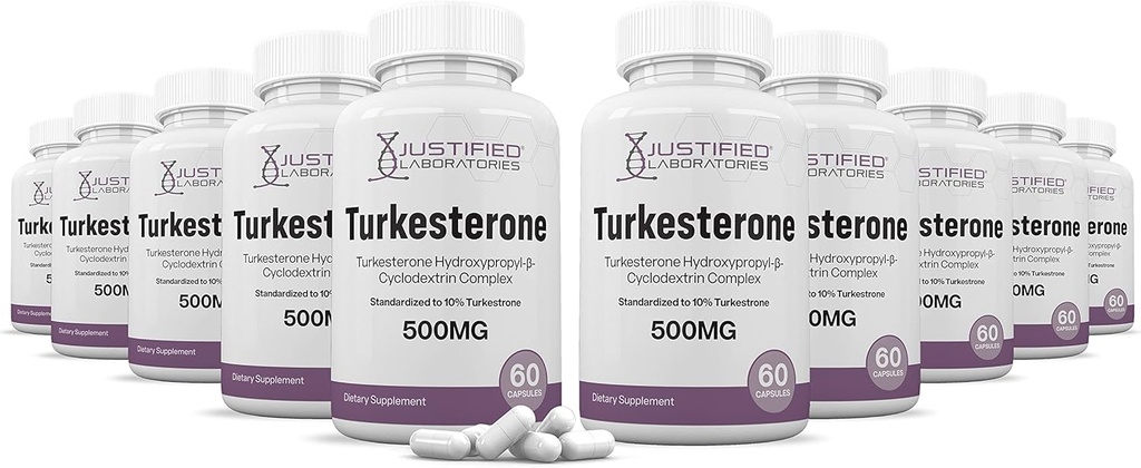 Justified Laboratories (10 Pack Turkesterone 500mg 10% Standardized Φυσικά Αύξηση αντοχής Stamina 600 κάψουλες