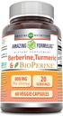 Amazing Formulas Βερβερίνη Κουρκουμάς & Bioperine 800mg ανά υπηρεσία 60 κάψουλες λαχανικών συμπλήρωμα 