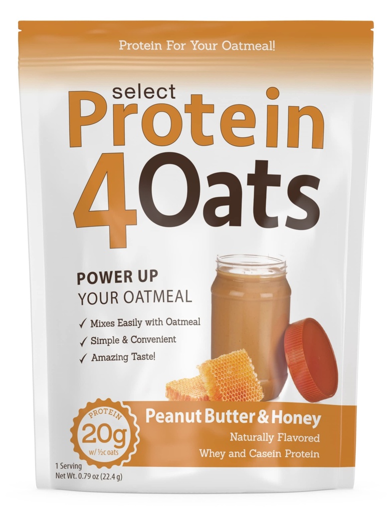 PEScience Protein4Oats, Protein Powder to Make Amazing Tasting Protein Oatmeal, with Whey and Casein, Gluten Free, Φυστικοβούτυρο και Μέλι, 12 εξυπηρετούν
