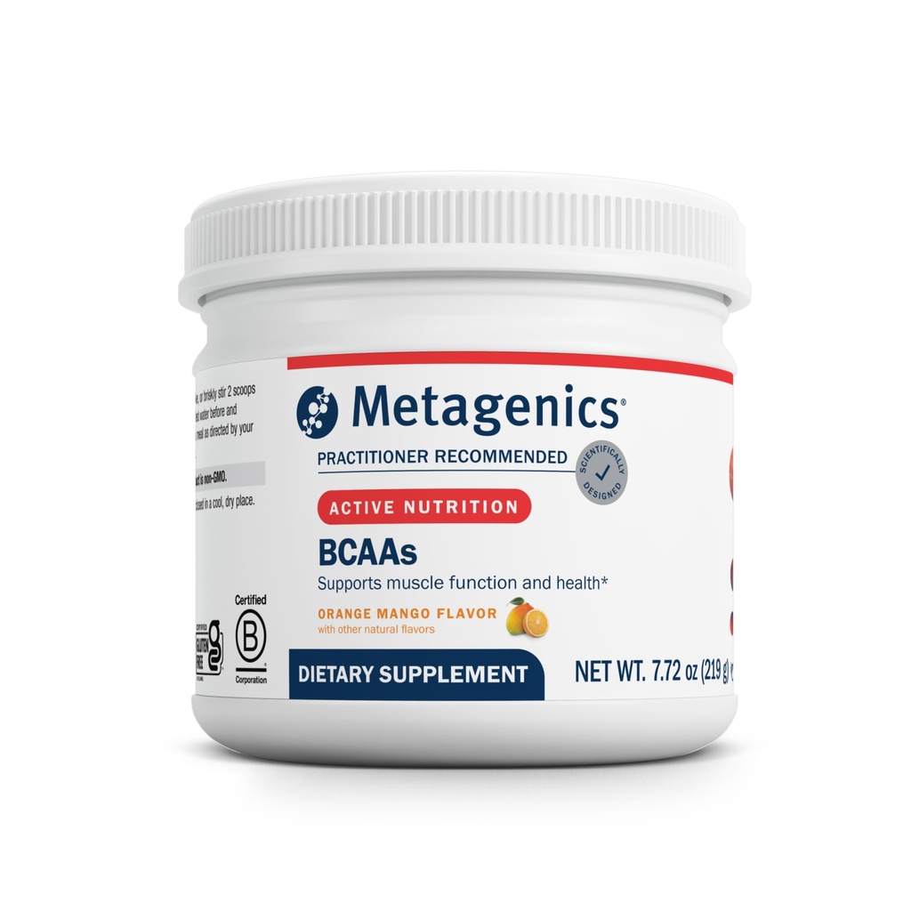 Μεταγονική BCAAs Σκόνη - Πορτοκαλί Mango Γεύση - 2:1:1 Λόγος της Leucine, Isoleucine & Valine - Υποστηρίζει την αποκατάσταση των μυών, την αντοχή και την απόδοση* - Μη ΓΤΟ, Χωρίς γλουτένη, χορτοφάγους - 30 Υπηρεσίες