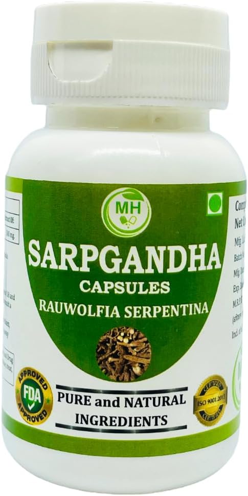 Morsan Healthcare Sarpgandha (Rauvolfia Serpentina) 500 mg. Καψάκια, Καθαρό και Βότανο Συμπλήρωμα 60 mg.