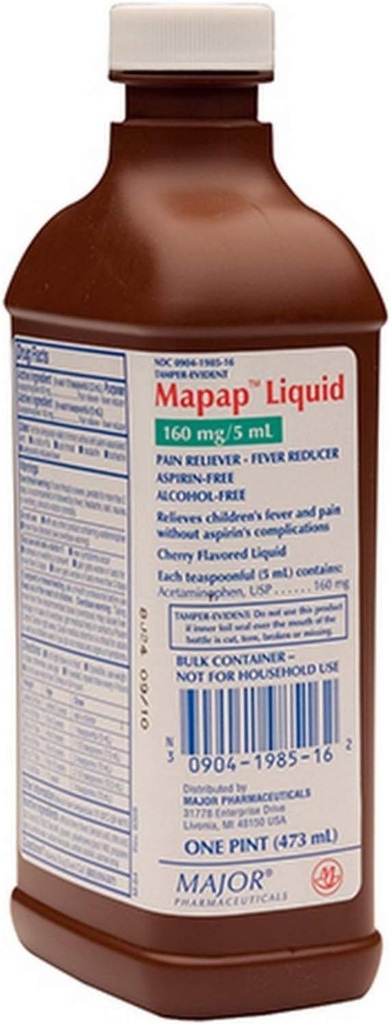 Mapap Liquid Pain Reliever Fever Reducer, Cherry Flavored, One Pint