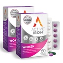 Active Iron Supplement 25mg + Multivitamin για γυναίκες – Κλινικά αποδεδειγμένα για την αύξηση της ενέργειας & τη μείωση της κούρασης – Απαλός, μη συνθετικός σίδηρος + Πολυβιταμίνη γυναικών – 60 κάψουλες + 60 δισκία