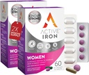 Active Iron Supplement 25mg + Multivitamin για γυναίκες – Κλινικά αποδεδειγμένα για την αύξηση της ενέργειας & τη μείωση της κούρασης – Απαλός, μη συνθετικός σίδηρος + Πολυβιταμίνη γυναικών – 60 κάψουλες + 60 δισκία