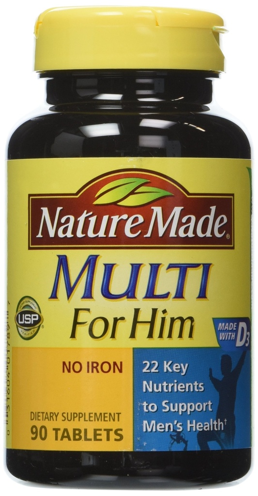 Nature Made Multivitamin for Him, Ανδρική Πολυβιταμίνη για Καθημερινή Διατροφική Υποστήριξη, 90 Tablets (Pack of 3)